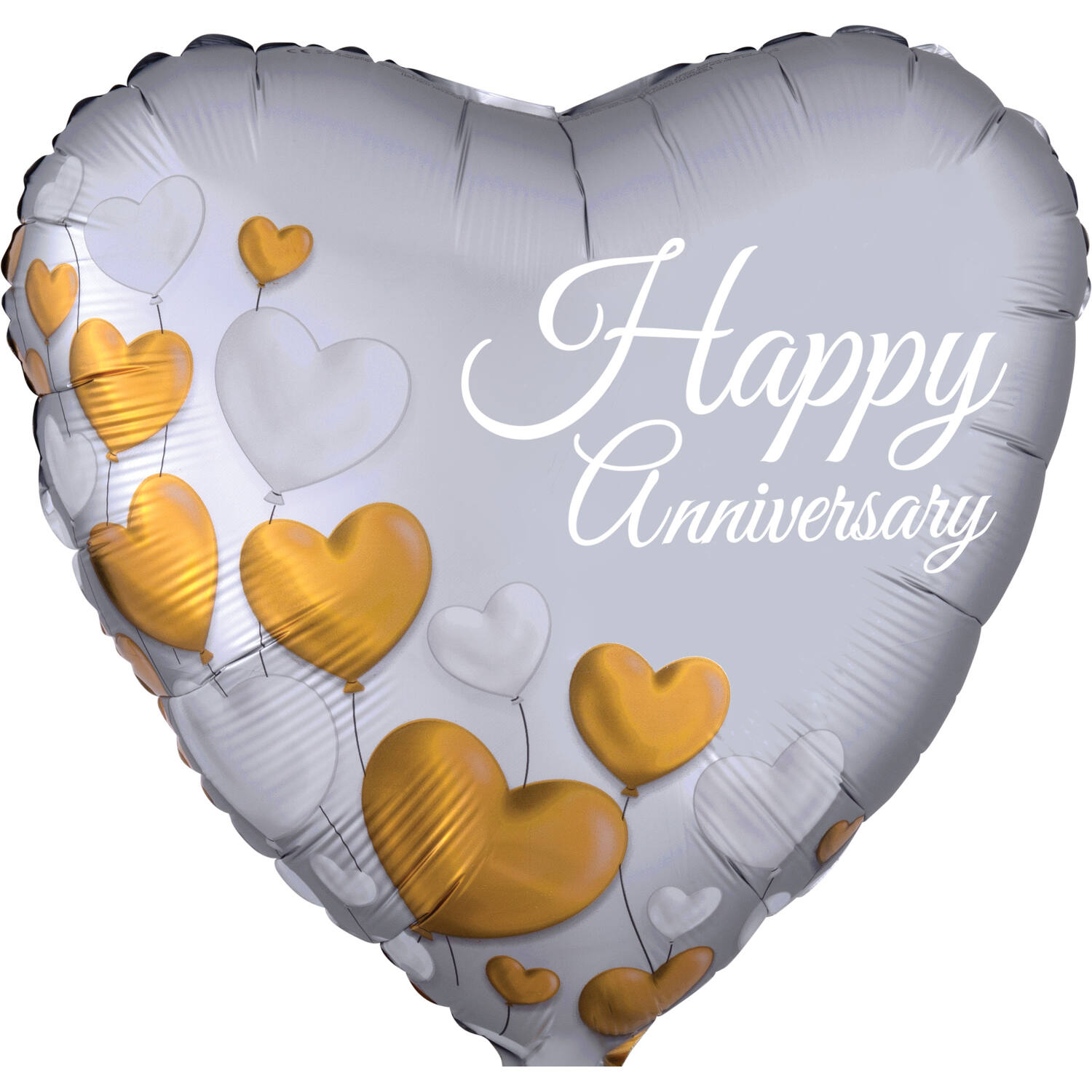 Foil Balloon - Shape - Heart - "Happy Anniversary" - 45 cm